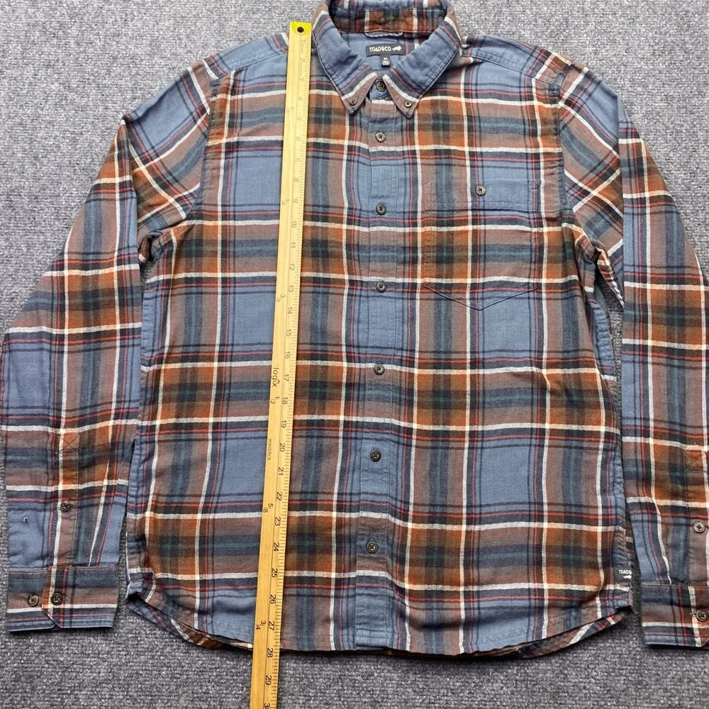Toad&Co Mens Airsmyth LS‎ Shirt Blue Orange Plaid Flannel T2241915 Sz M Outdoor